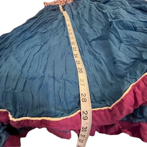 Made In India Women's Cotton Boho Skirt Gorgeous Detail Blue Size M/L - Picture 10 of 11